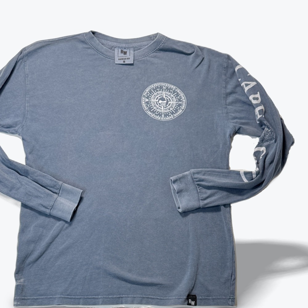 Ragwear Long Sleeve T Shirt Cape Cod Compass Graphic Tee Blue Coastal  Medium
